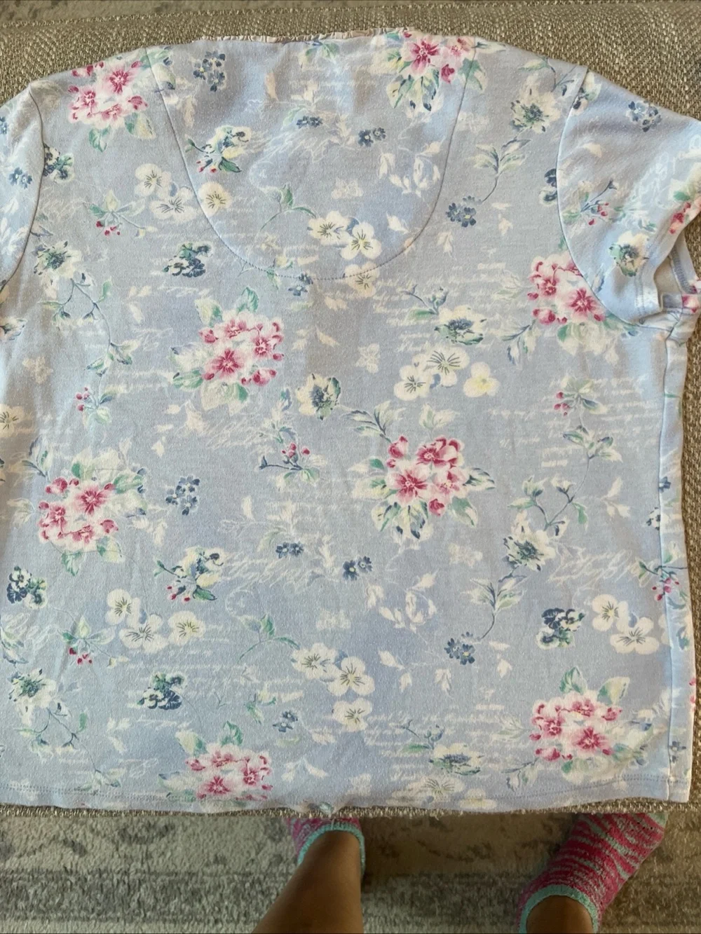 Karen Neuburger Pajama Set Womens Small S New Floral Blue Short Sleeve Shorts